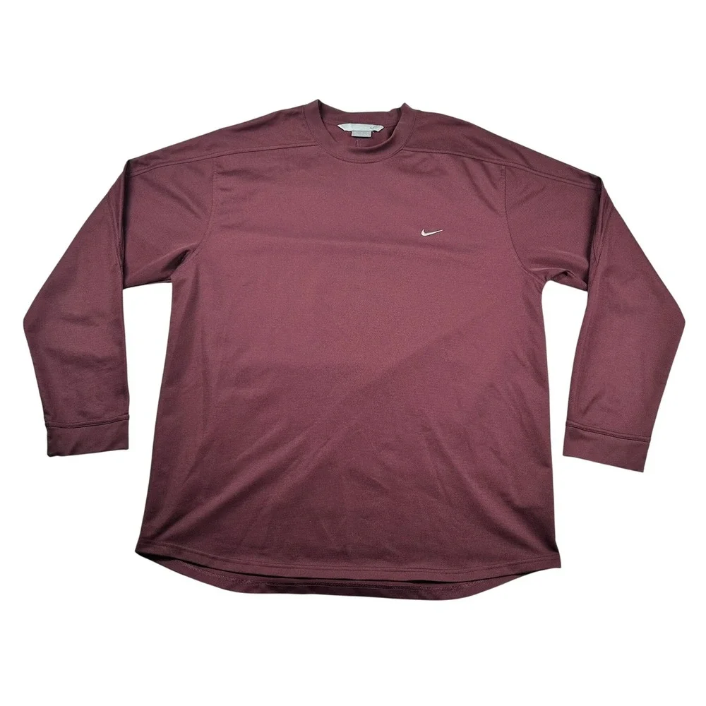 Vintage Nike Shirt Mens XL Performance Maroon Burgundy Swoosh Athletic Y2K Solid